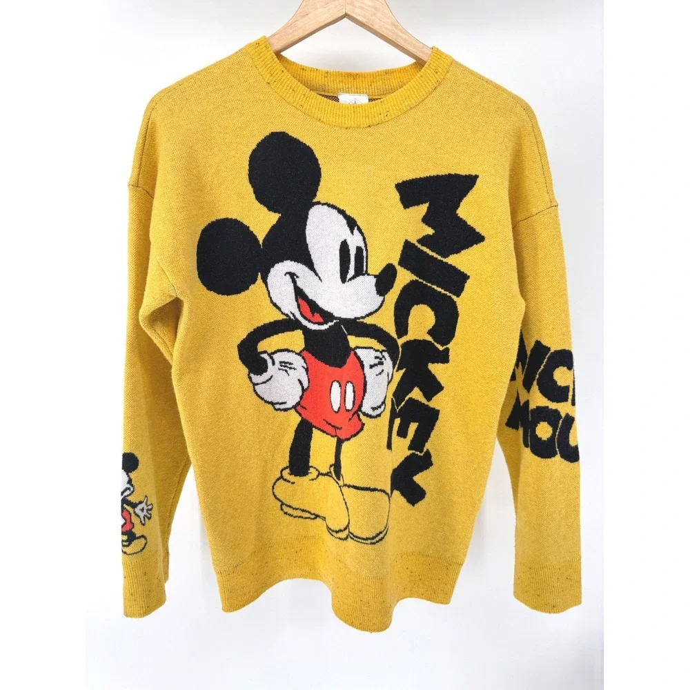 Disney Parks Mickey Mouse Pullover Knit Sweater Women's Small Yellow